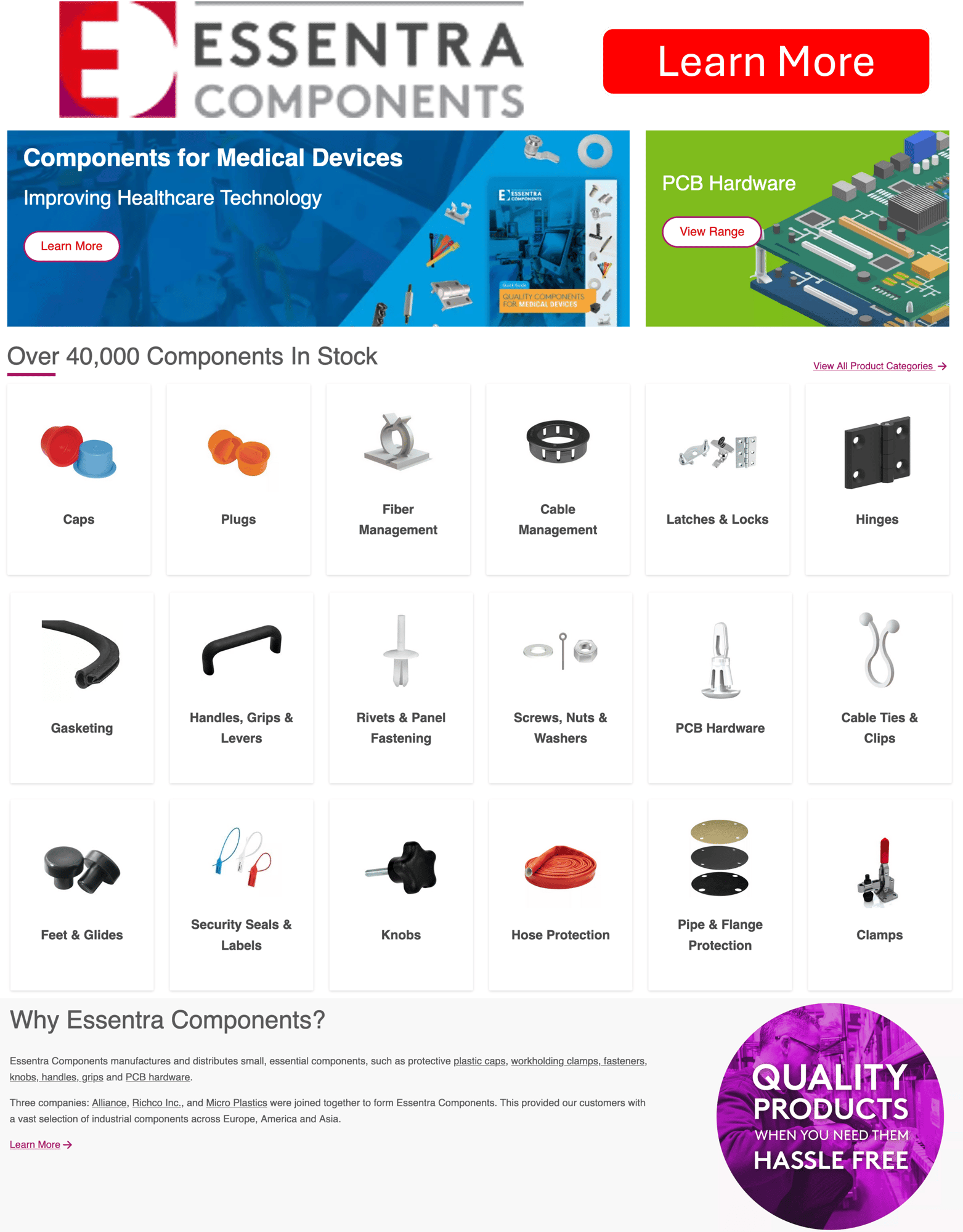 Essentra Landing Page